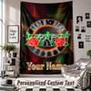 Wall Hanging Tapestry With Custom Name & Text, Guns N’ Roses Decorative Tapestry For Bedroom