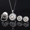 Jewelry Inlaid White Beads Handmade Diamond Inlaid Ring Pendant Stud Earrings Set 16Mm12Mm