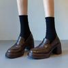 Retro High-heeled Round-toe Shoes, Stylish Platform Shoes, Height-increasing Single Shoes, New Style