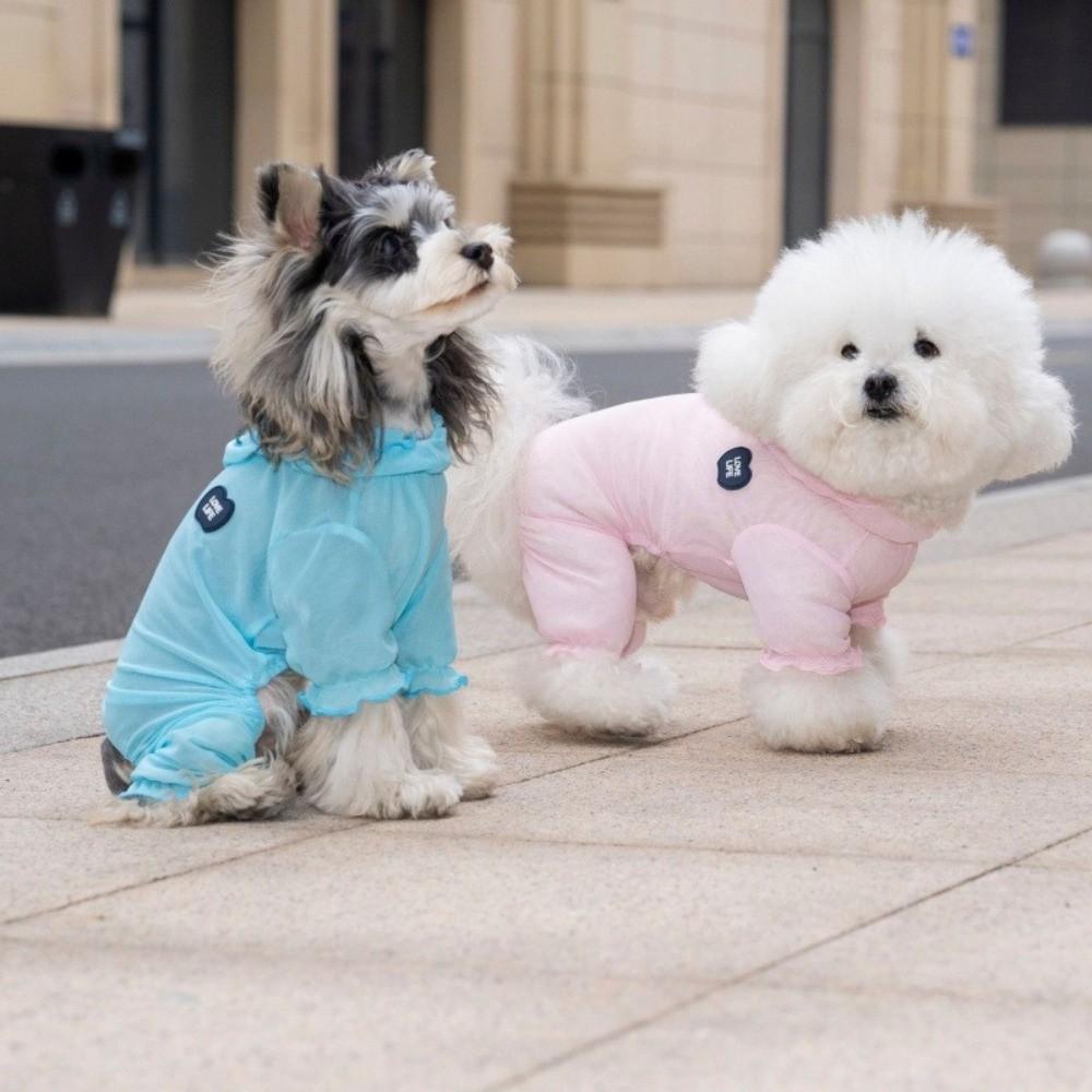 Fashion Breathable Mesh Dog Cooling Clothing Soft Full Body Pet Jumpsuit Hooded Dog Pajamas Spring Summer