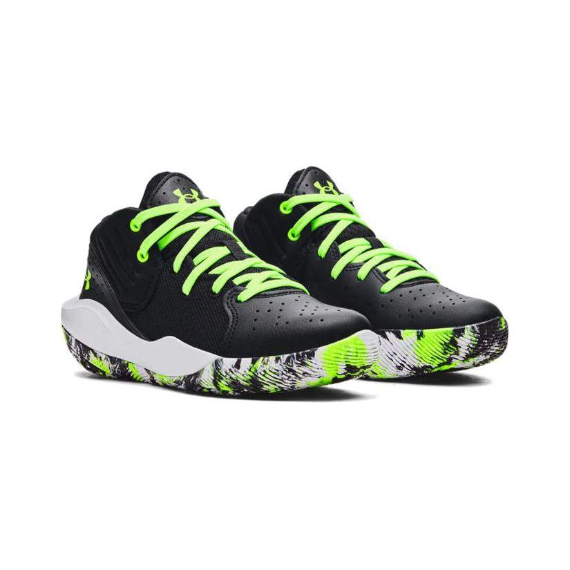 Under Armour Jet 21 PS Black Lime Kids Sneakers White 3024795-007