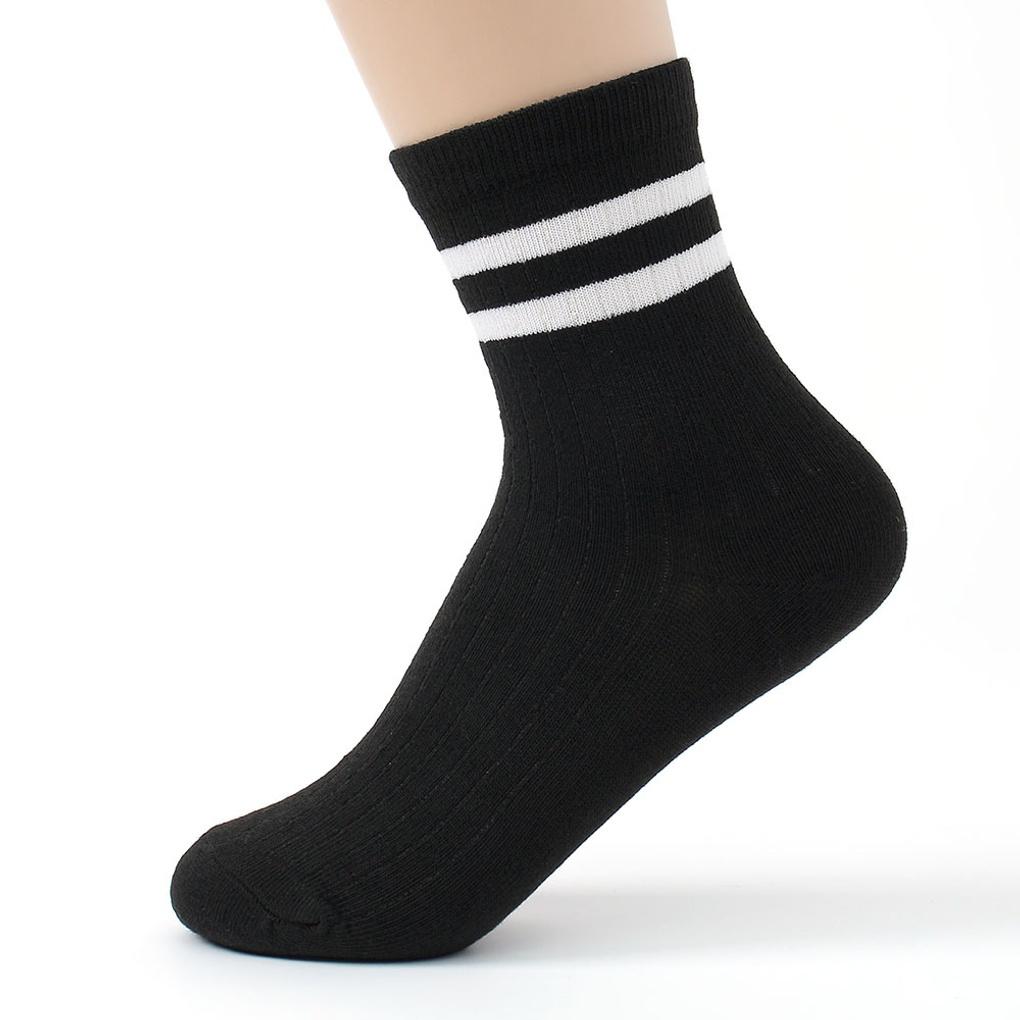 Double Line Women's Mid-Calf Socks (20 Pairs) (Black) Student Socks