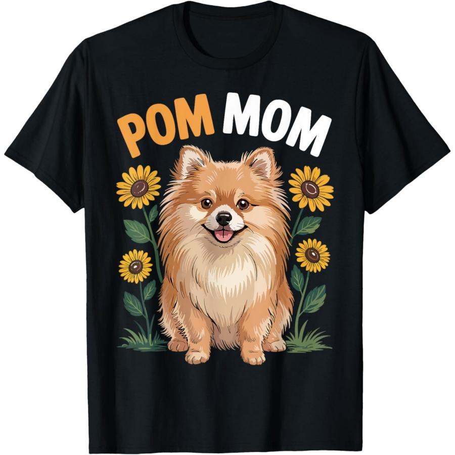 Pom Mom Pomeranian Dog Sunflower Lover Mothers Day T-Shirt S