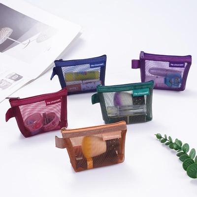 Retro Triangular Nylon Mesh Coin, Key, and Card Bag