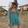 Stylish V-Neck Lace Embroidered Bikini Cover-up with Sun Protection