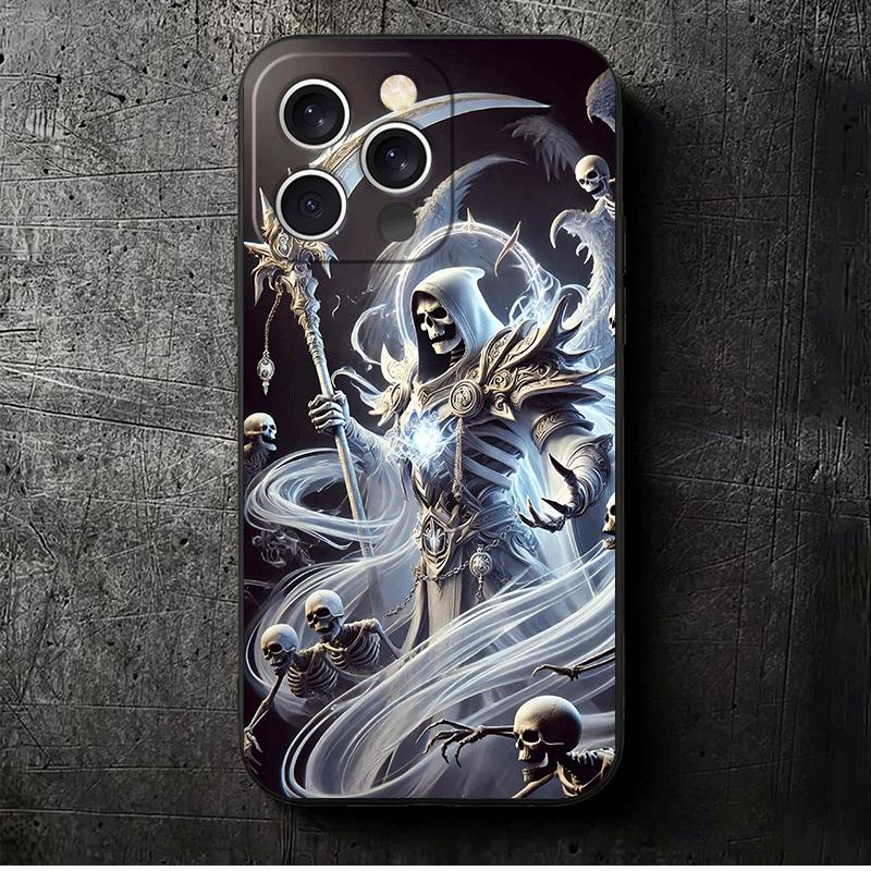 

Death Grim Reaper Skull Scythe Soft Phone Case for iPhone 16 16E 17 Air 15 Pro Max 14 Plus 13 Mini 11 12 7 Black Cover Back Shel iPhone 14 Pro