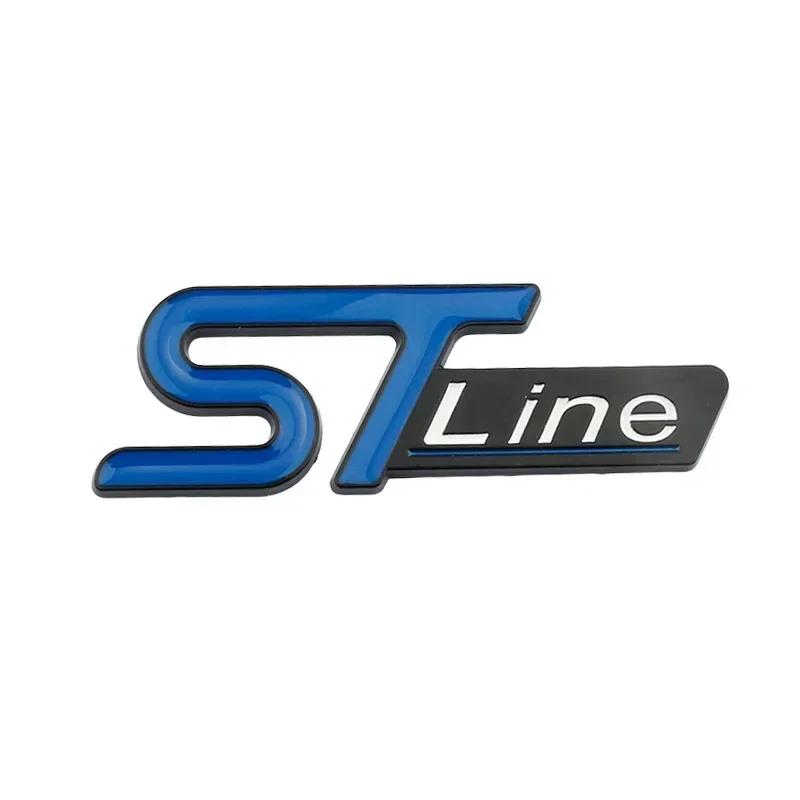 nlbn7 For FORD ST LINE Logo Front Grill Emblem Badge Car Rear Trunk Sticker Decals Focus Kuga Fiesta Mondeo ESCAPE Ecoboost