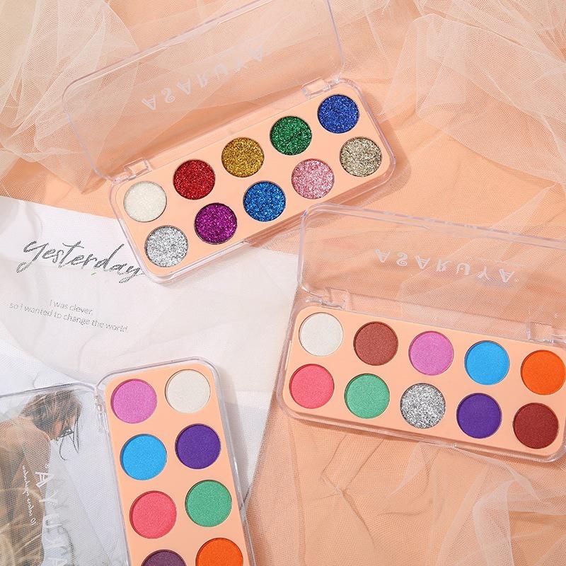 Ashareya Dream Color Lidschattenpalette – 10 Glitzer-Nuancen für Bühnen-Make-up