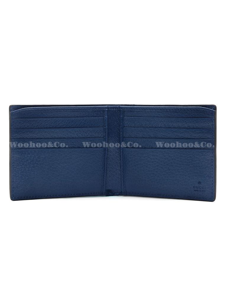 Gucci Gg Marmont Series Simple Pure Color Double G Logo Double-Fold Leather Wallet Regular Men'S Royal Blue