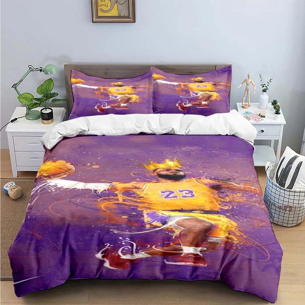 2025 Fashion Basketball Star A-LeBron J-James Printing Bedding Set Duvet Cover Comforter Bed  Youth Kids Girl Boys Birthday Gift