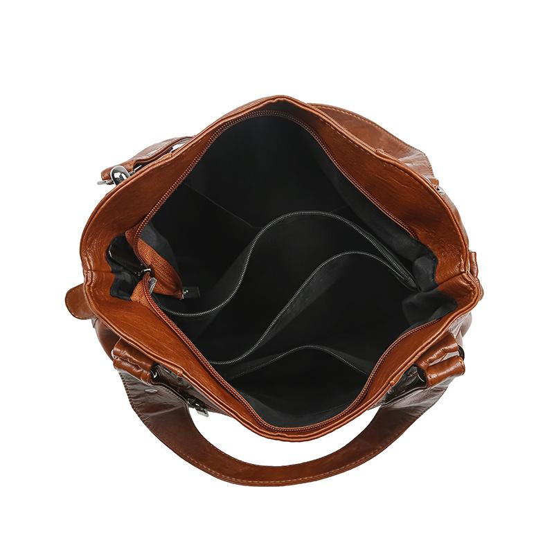 Vintage Women's Handbag Large Capacity Soft Leather Shoulder Bag Mother Bag