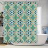 Blue Green Orange Bath Shower Curtain With Geometric Flower Pattern For Bathroom Decor Polyester Waterproof Home Decoration (Siz