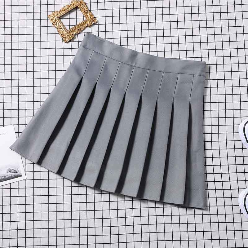 Spring 2025 Women's High Waist Plaid Pleated Skirt - Black A-Line Slimming College Style