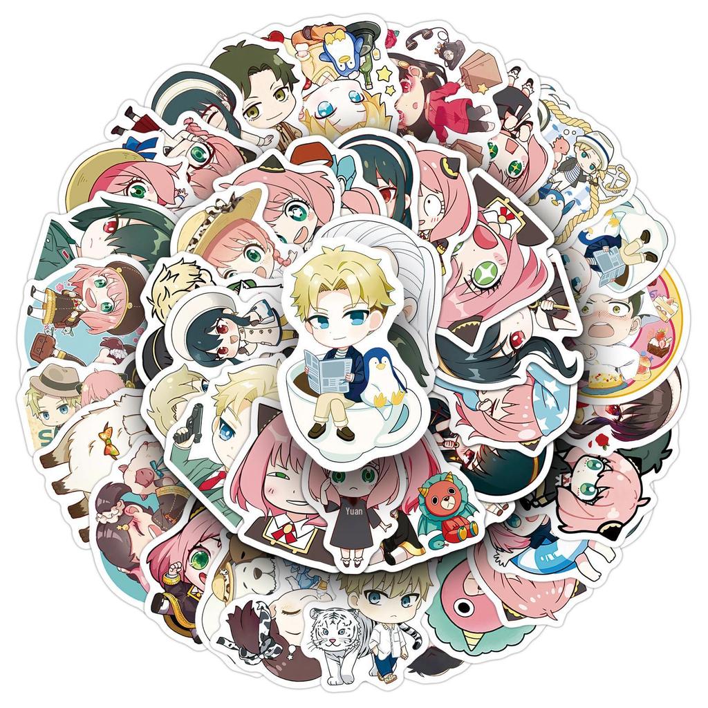 50 Pcs Spy x Family Cute Japanese Anime Stickers for Fridge, Laptop, Guitar, DIY