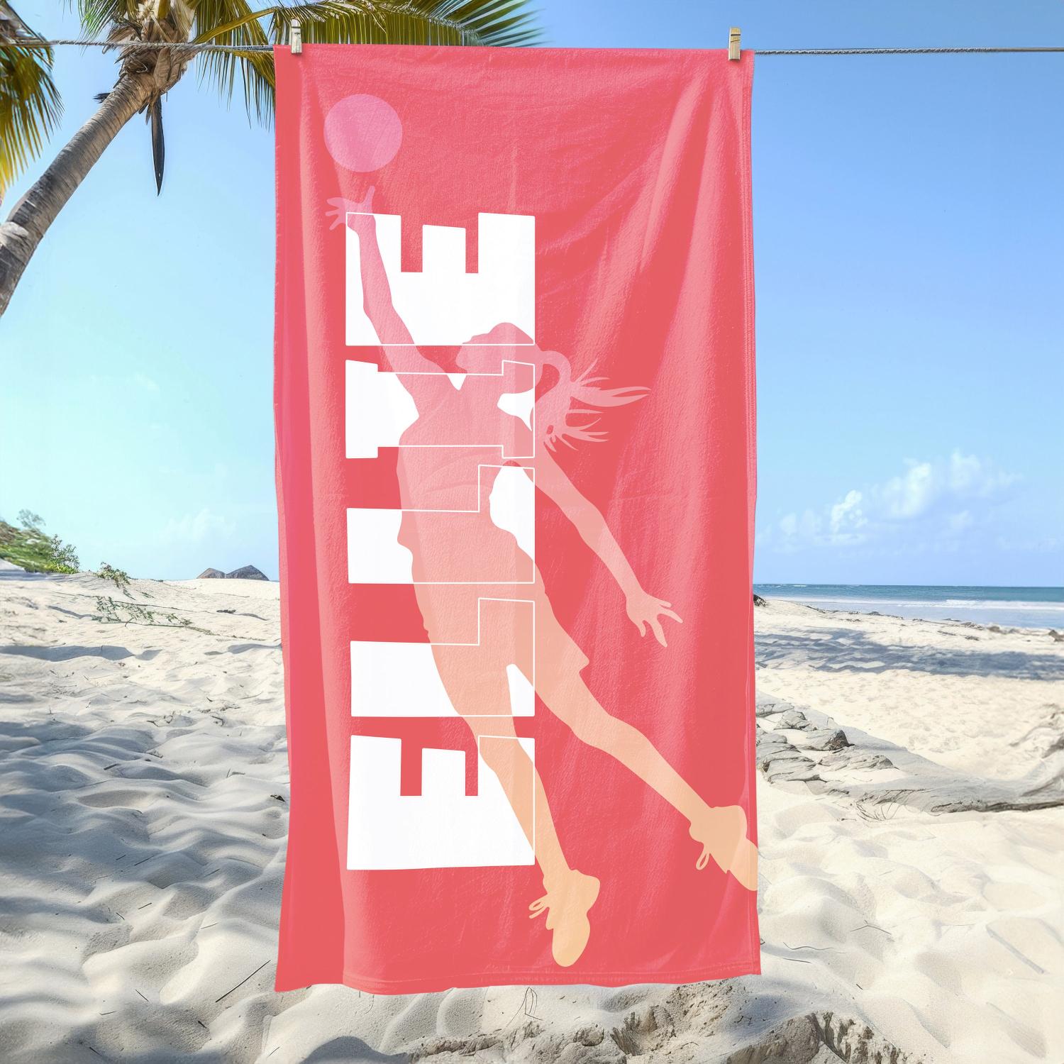 

Volleyball Player Silhouette Beach Towel, Sporty Gradient Summer Beach Towel for Beach & Pool Days W40*H60(CM)
