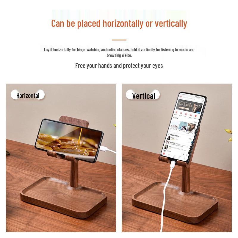 Solid Wood Creative Bedside Mobile Phone Holder for Desktop
