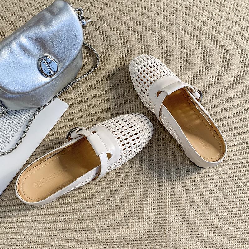 

Fashion Women s Sandals 2025 Summer New Height Increase Non Slip Comfortable Half Slippers Breathable Fashion Square Button Casual Shoes 35