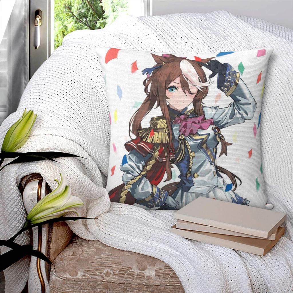 Tokai Teio Pillow Cover Umamusume Pretty Derby Cushion Cover Square Pillow Case Cute Pillowcases For Sofa Bedroom Home Decor