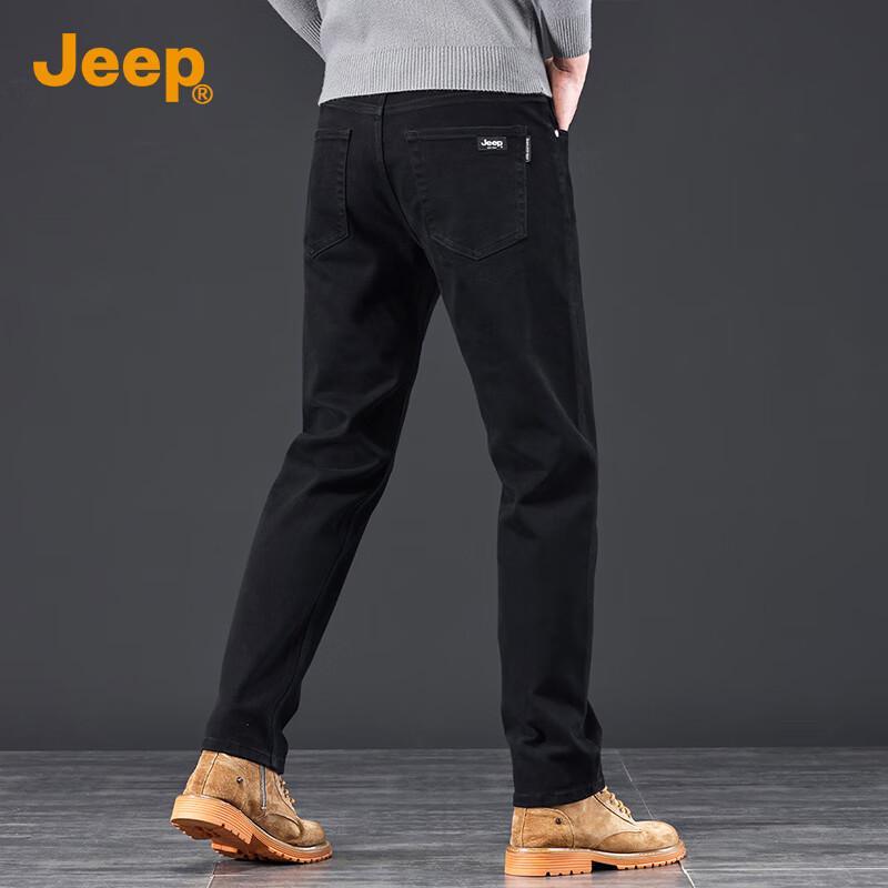 JEEP Men's Slim Fit Straight Black Jeans
