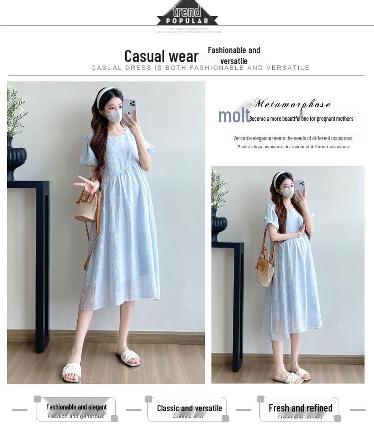2026 Summer New Arrival: Loose Plus Size Maternity Dress with Daisy Design for a Youthful Look