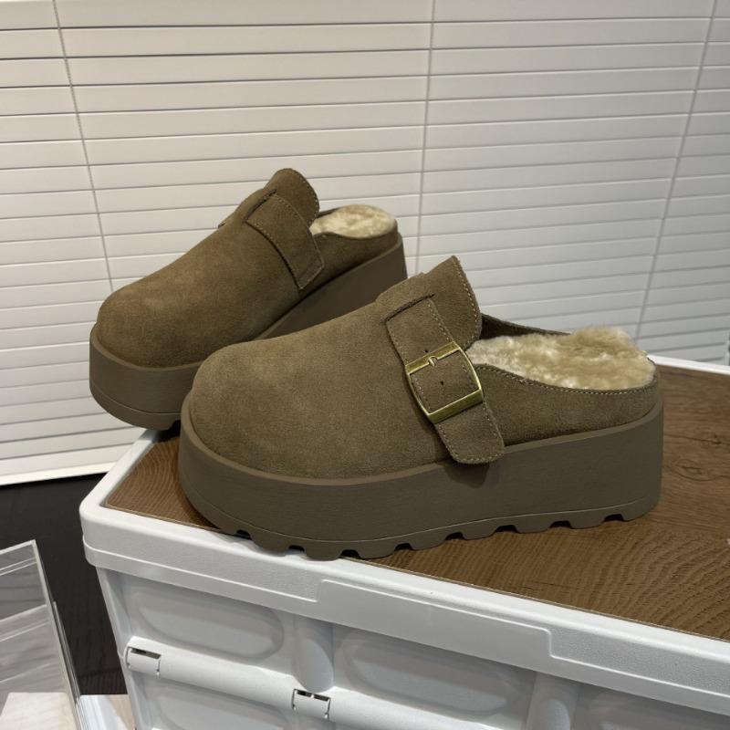 Thick-soled half-tow women's autumn and winter new versatile Mao Mao slippers muffin shoes cotton tow half-tow platform shoes