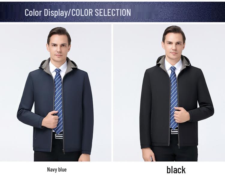 Men's Plus Size Double-sided Stand Collar Jacket - Business Casual Spring/Autumn Wear for Middle-aged Dads