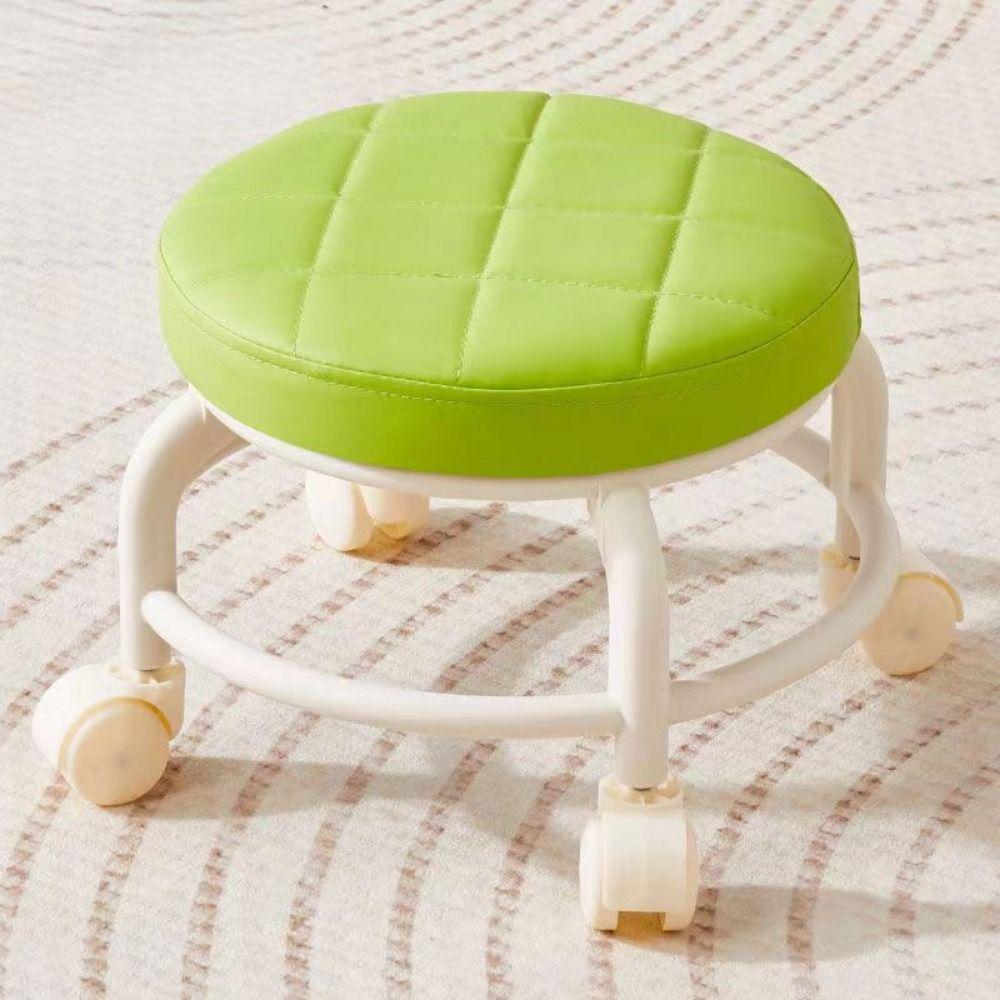 360 Degree Rotating Rotating Rolling Stool PU Leather Rolling Pulley Chair Low Seat  Pedicure