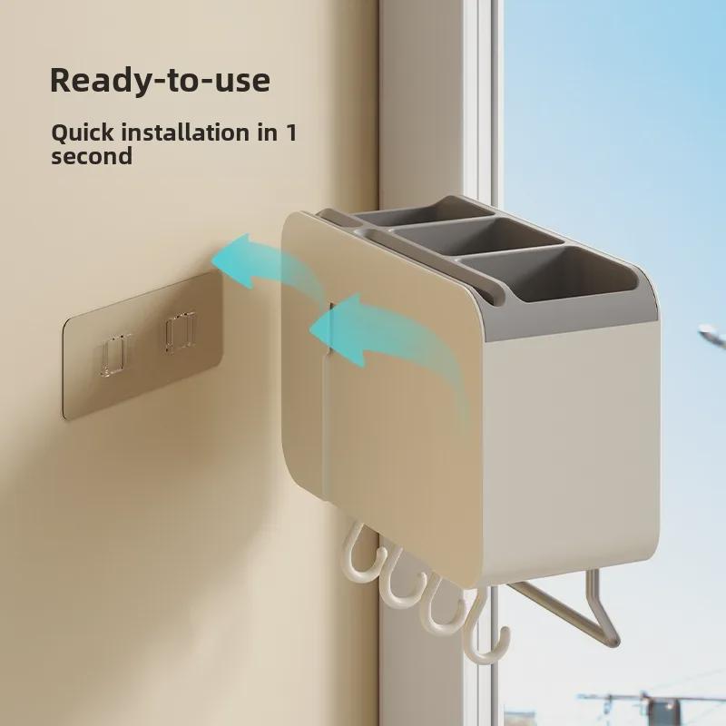 Suport de perete pentru ustensile de bucătărie: Cușcă pentru bețișoare, suport pentru linguri, coș de scurgere, cutie pentru depozitarea tacâmurilor