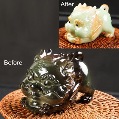 Color Changing Tea Pet Pixiu Resin Lucky Statue Kung Fu Tea Tray Decor Light Up Feng Shui Ornament Home Office Desk Gift