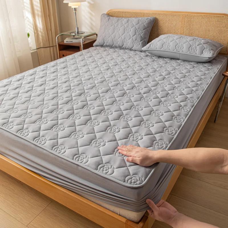 Waterproof Mattress Cover Thicken Quilted Fitted Sheet Mattress Protector Queen Size Fit Sheet With Elastic Band Bedsheet