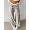 Women's Casual Striped Woven Wide Leg Pants Fall Winter 2024 Casual Stylish Full Length Trousers Y2K Clothes Streetwear