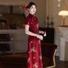 Red national style mother sends the national style new Chinese style improved cheongsam 1011 new women's high-end dress summer
