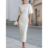 Womens Boat Neck Half Sleeve Bodycon Midi Dress
