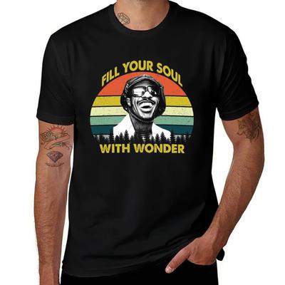 Vintage Stevie Fyll din själ med förundran Retro T-shirt bomulls-t-shirt 100% tryckta t-shirts för man T-shirt