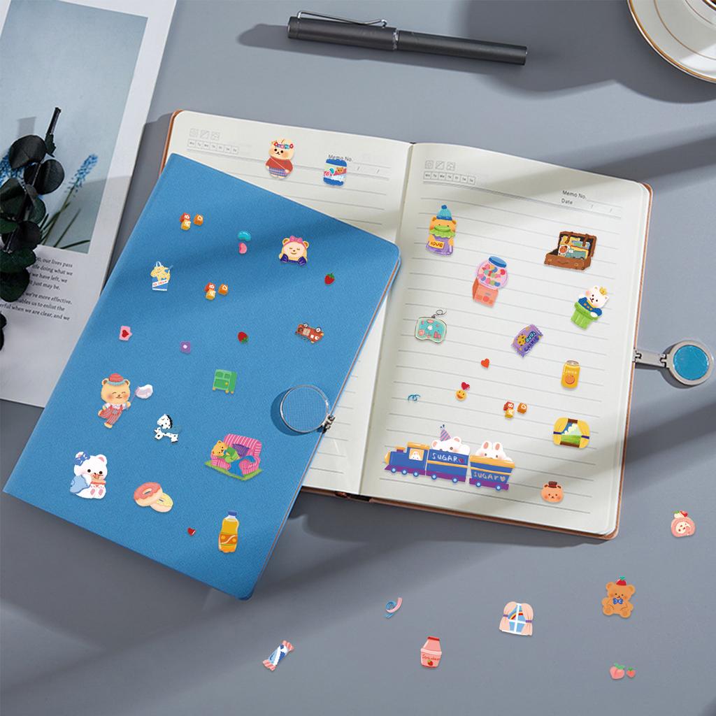 8PCS Cartoon Object Stickers Cute Cartoon Bear Baking Doodle Collage Computer Cell Phone Laptop Decoration Waterproof Stickers