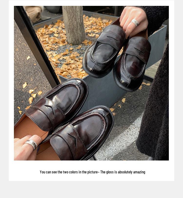 Grape Mom's Retro British College Style Chunky Heel Slip-On Loafers - Perfect for Autumn!