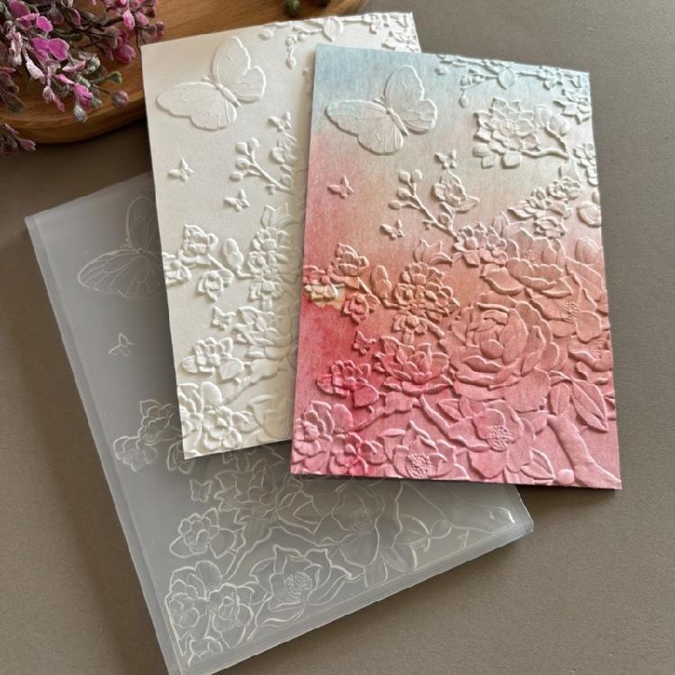 Prägeordner 11x16cm Schmetterling Blume Textur Prägeschablone für Papierbasteln Kartenbasteln Scrapbooking und Geschenkverpackung
