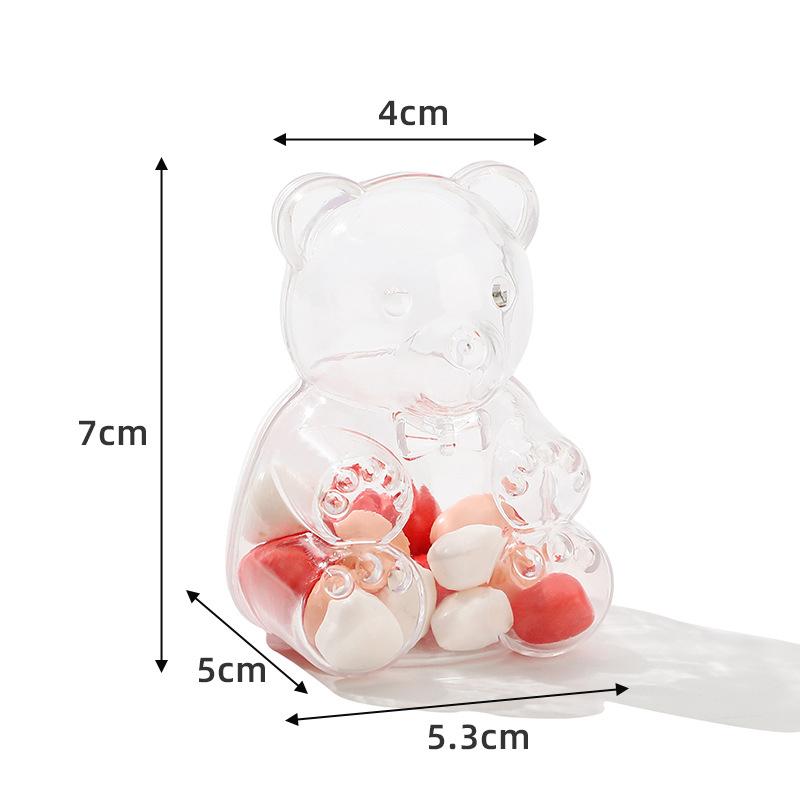 12pcs Clear Bear Shape Gift Box Plastic Jewelry Candy Storage Container Baby Shower Favors Wedding Birthday Party Christmas Gift