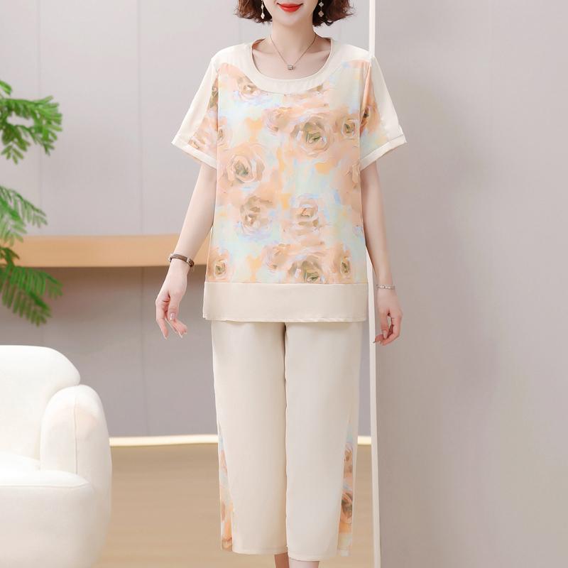 

4XL-8XL Плюс Размер Летний Шифоновый Комплект Из 2 Предметов Для Женщин Винтажная Одежда Элегантные Брюки Оверсайз Комплекты Повседневные Блузки 4XL жёлтый