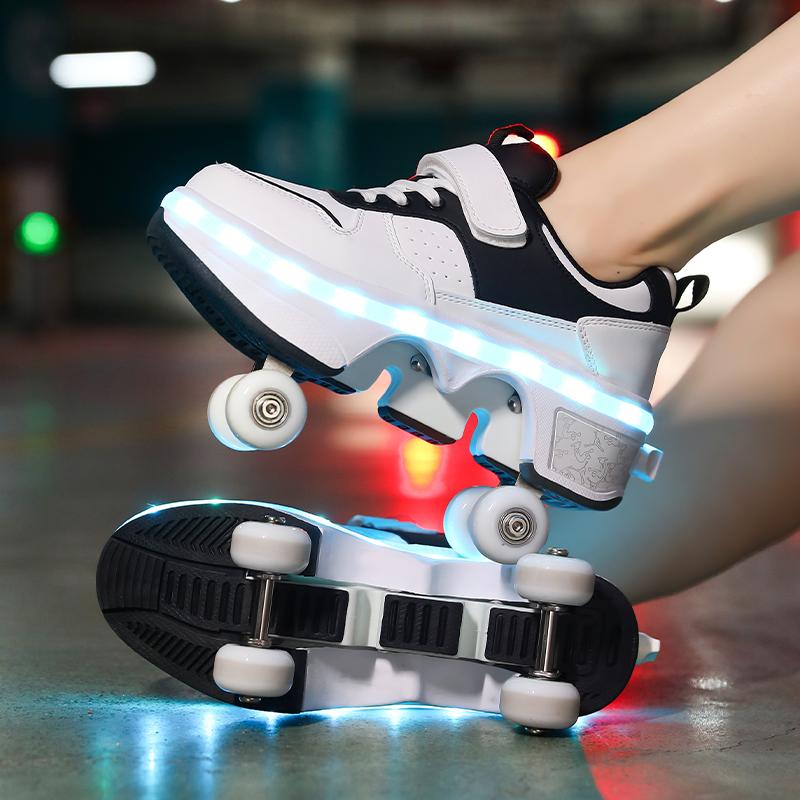 Men's/Women's /Kids Roller Roller Shoes 4-wheel Deformation Shoes Roller Skates Adult Rechargeable LuminousSkating Shoes