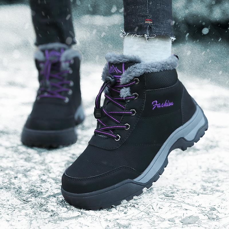 Зимние кожаные велюровые теплые хлопковые туфли повседневные уличные снегоступы хлопковые туфли 36