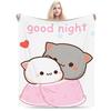 Bubu and Dudu Kawaill Couple Bears Blanket Fleece Cozy Super Soft Throw Blanket for Sofa Bedding Throws