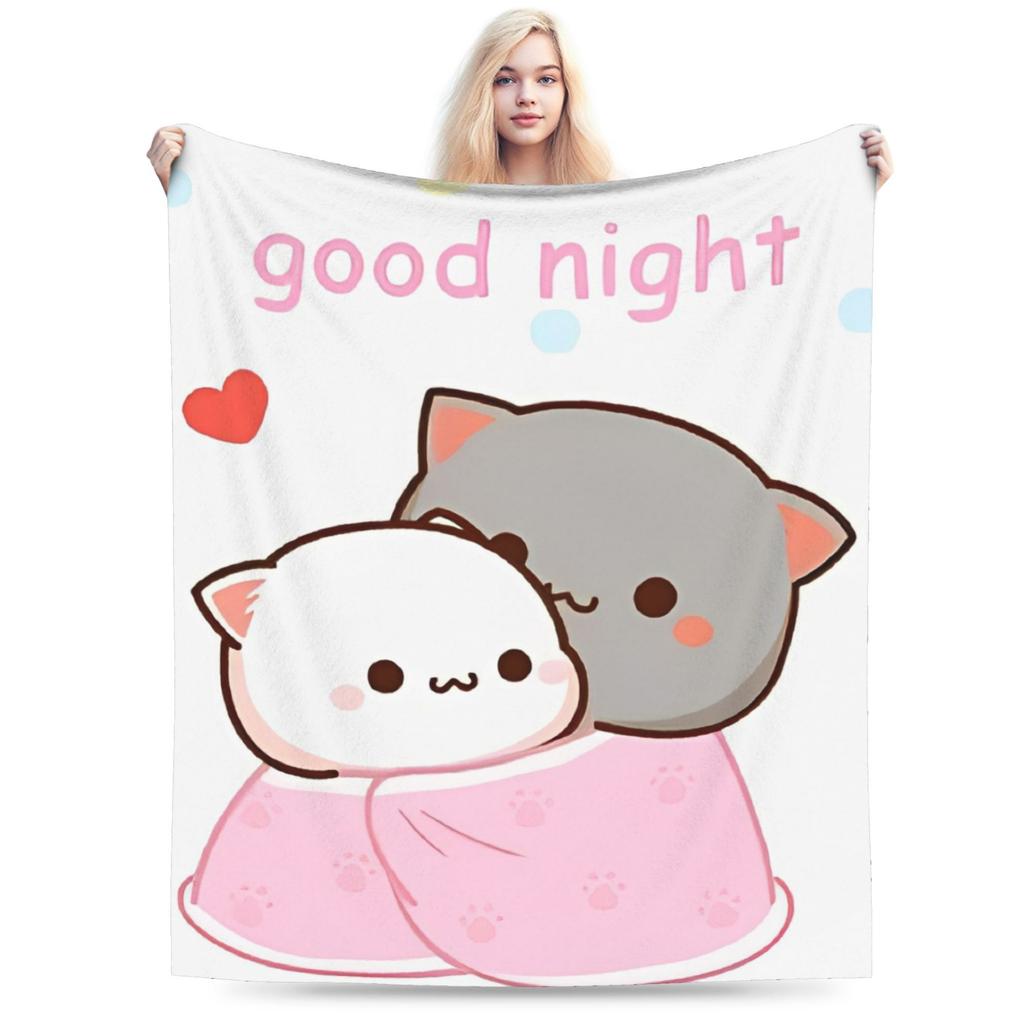 Bubu and Dudu Kawaill Couple Bears Blanket Fleece Cozy Super Soft Throw Blanket for Sofa Bedding Throws