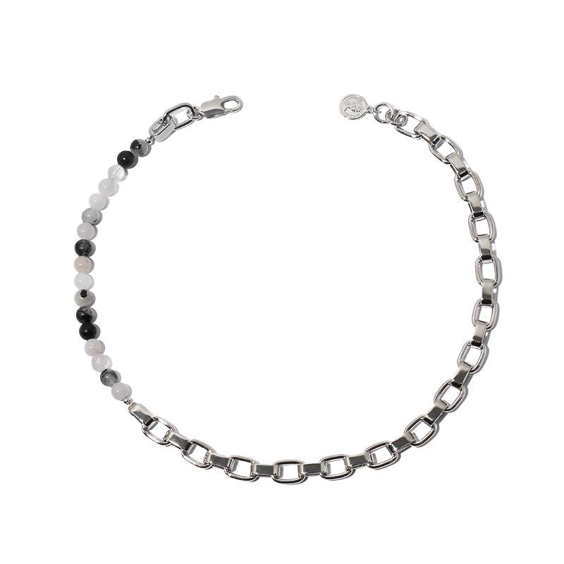 

Минималистичное черно-белое каменное колье на ключицу Nohara Aoi