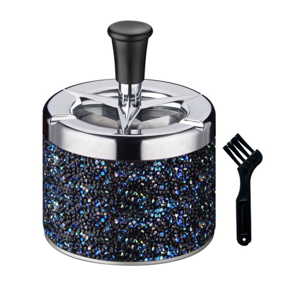 Push Down Ashtray with Lid Spinning Ashtray Windproof Self-Cleaning Ashtray Metal Car Ashtray for Cigarette Smoking