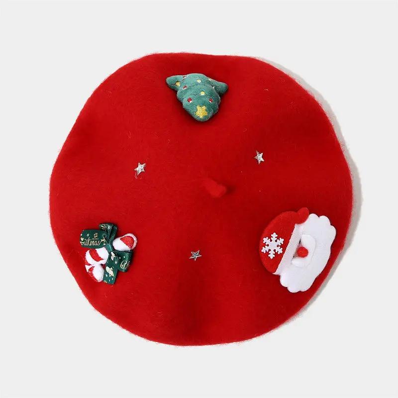 LDSLYJR Autumn Winter Cotton Cartoon Warm Beret Painter Hat Octagonal Hat Women and Girl 02