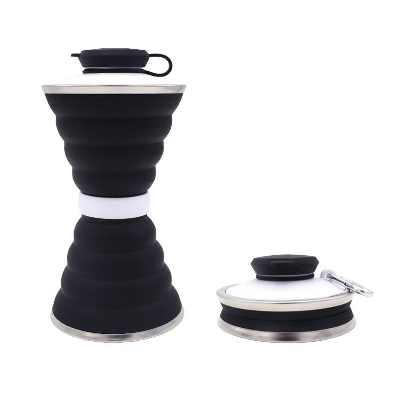 

500 мл выдвижной складной силиконовый чайник уличная взрывозащищенная бутылка для воды Black&White