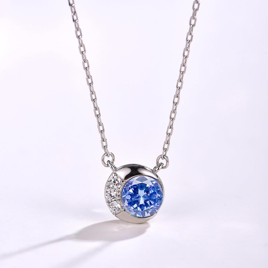 Tanzanite Natural 925 Half Moon Metal Birthday High School Entrance Ceremony Necklace [Free bird] Necklace, Women's, Birthstone, Pendant, Stone,