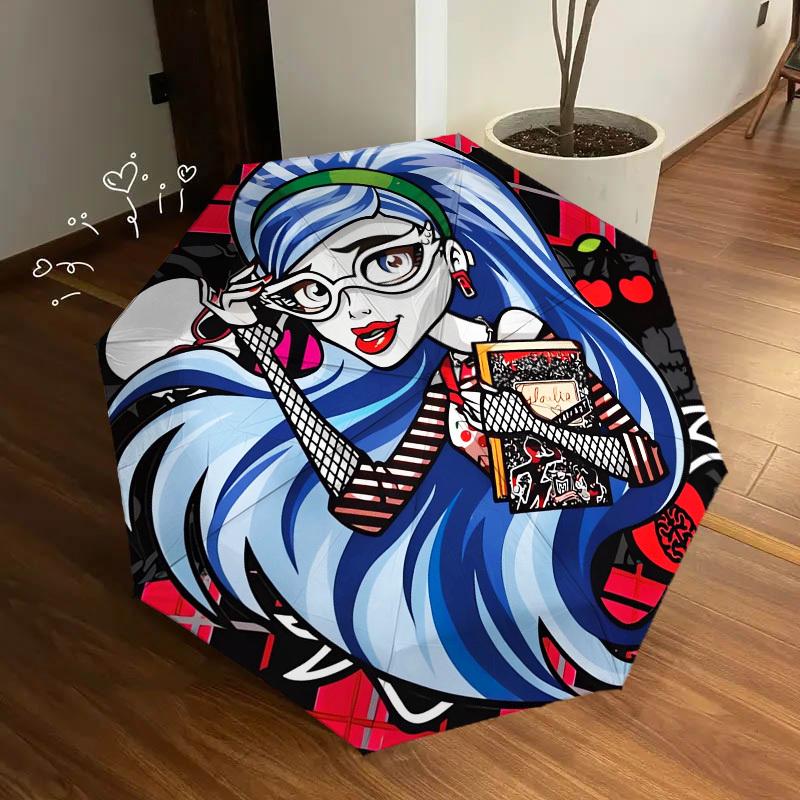 1pc Monster High Themed High-quality Umbrella,Automatic Opening and Closing Umbrella,Multi-functional Umbrella G0811102