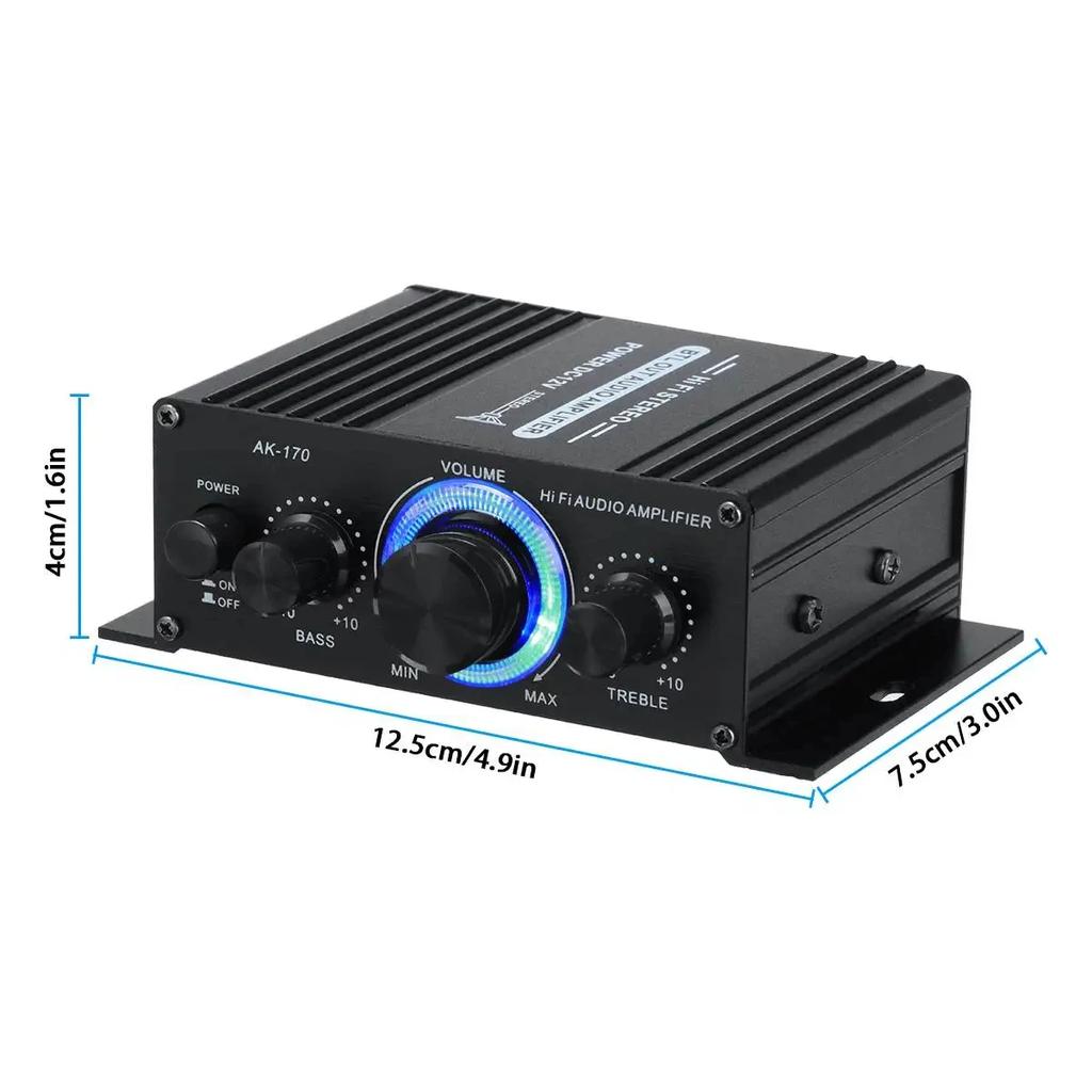 Home Mini Amplifier DC12V Audio Power Amplifier Stereo Subwoofer Bluetooth Player For Home Speakers and Car Media Systems